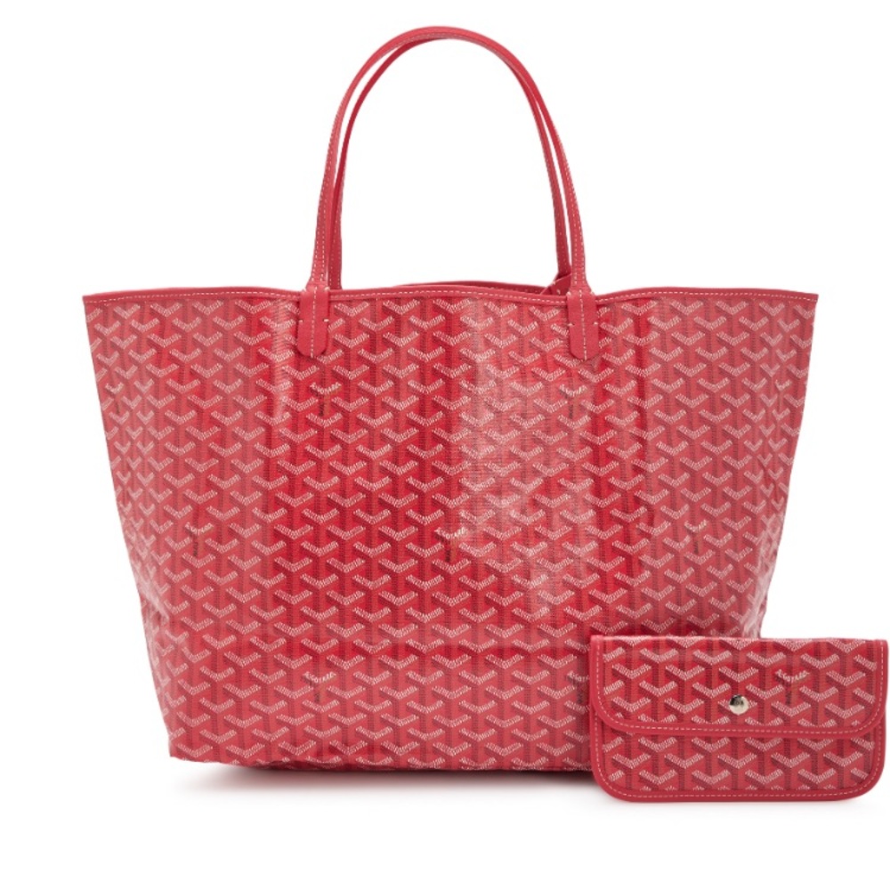 Fashion Red Leather Saint Louis MM Tote Bag With Matching Mono Pouch Set